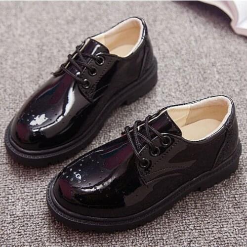 New Kids Leather Shoes Wedding Dress Shoes for Boys Girls Brand Children Black Performance Shoes Boys Formal Wedge Sneakers
