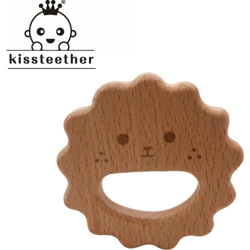 Baby Nursing Teether Accessories Beech Wood Hedgehog Food Grade Sensory Toy DIY Teething Jewelry Pendant Baby Teether