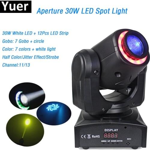 Aperture 30W White LED Spot moving head 12Pcs LED Strips with Gobo & Color Plate dmx moving head led light dj disco light DMX512