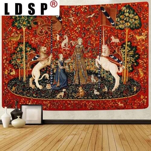 LDSP Tapestries Godness Trippy Wolf Tapestry Dragon Galaxy Colorful Wolf Art Wall Hanging Living Room Bedroom Home Dorm Decor