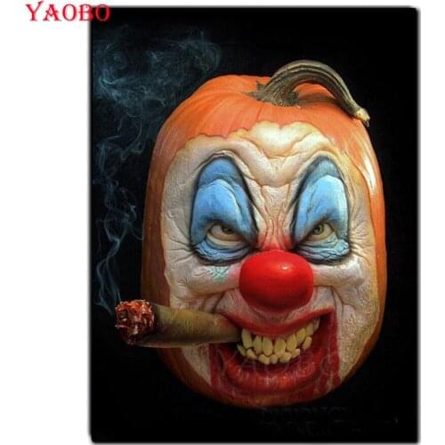 Diy Square Round Diamond Embroidery Cigar Smoking Clown 5D Diamond Painting Cross Stitch Mosaic Diamond Pictures Of Rhinestone