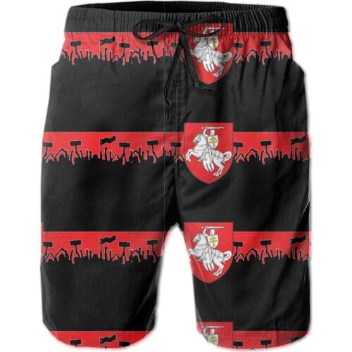 Summer Men Causal Short Breathable Quick Dry Nerdy R299 running Belarus Pogonya White Red White Flag 2 Pants