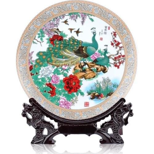 BEST business present -handicraft FENG SHUI wealth porcelain plate home OFFICE TOP Decor art