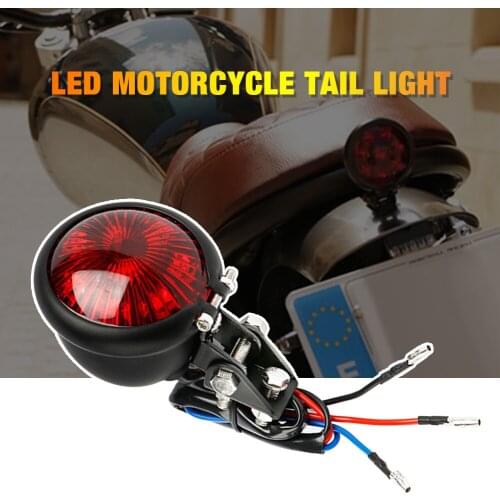 Motorcycle Red 12V LED Adjustable Cafe Racer Style Stop Tail Light Motorbike Brake Rear Lamp Taillight for Chopper