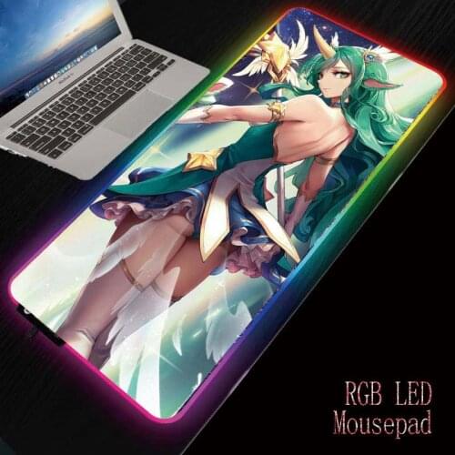 MRGBEST Sexy Anime Girl Large Gaming Mouse Pad Gamer Mousepad RGB Mouse Pad XXL Computer Mat Backlit Mat for Mice Desk Keyboard
