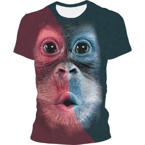 Mens 3D printed summer short T-shirt polyester fashion fun orangutan oversized T-shirt 3D printed sports T-shirt XXS--6XL