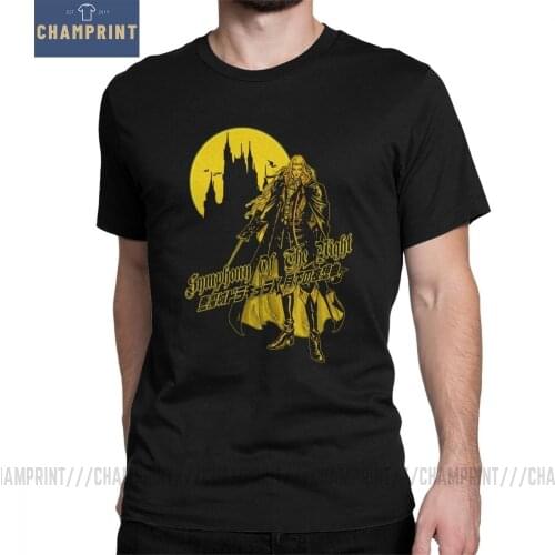 Castlevania T Shirts for Men Pure Cotton Funny T-Shirts Vampires Horror Hunting 70s 80s Video Game Anime Tees Short Sleeve