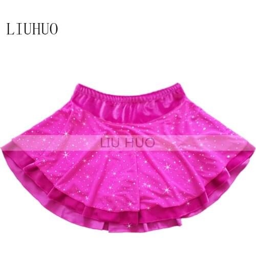 LIUHUO Ice Skating Team Soft Velvet Dress Womens Girls' Performance Rhythmic Gymnastics Competition Training Skirts Dance Kids