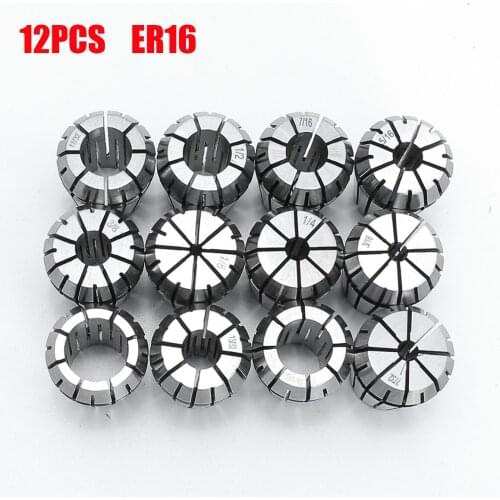 12pcs ER16 Spring Collet Set Chuck Collet 1/32 to 3/8 Inch Machine Tool for CNC Milling Lathe Tool Spring Steel Tool Holder