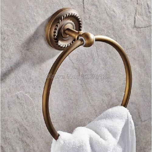 Bathroom Accessory Wall Mounted Antique Brass Towel Rings Holder Wba273
