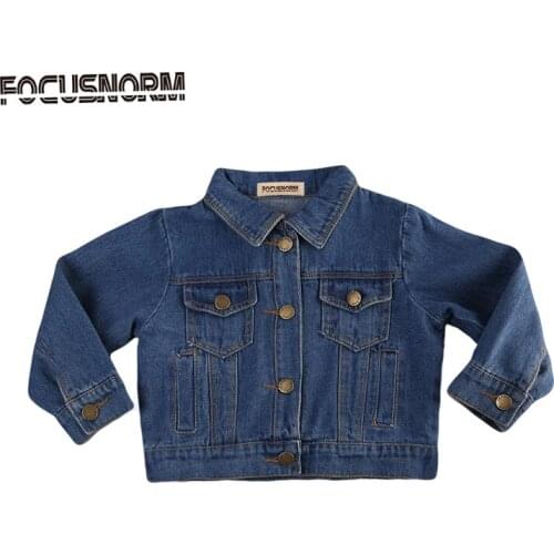New Fashion Baby Girl Boy Fall Jeans Jacket Long Sleeve Pocket Denim Jacket Coat Children Age 1-6Y
