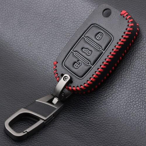 New Leather Flip Car Key Case for VW Volkswagen Polo Golf Passat Beetle Caddy T5 Up Eos Tiguan Seat For Skoda Remote Fob Cover