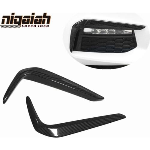 2pcs Dry Carbon Fiber Front Fog Light Lamp Eyebrow Eyelid Cover Trim For BMW 5 Series G30 G31 G38 Sport Version Car Front Bumper