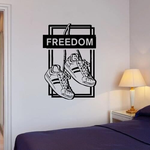 Freedom Wall Decal Sneakers Words Youth Teens Boys Bedroom Home Decor Door Window Vinyl Sticker Creative Lettering Mural Q123