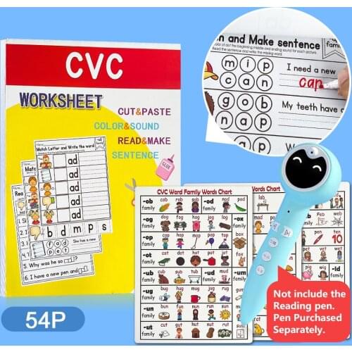 Phonics CVC Words workbooks and Poster Language Arts Skills Charts for Kids Word family words Pre K Learning classroom Posters