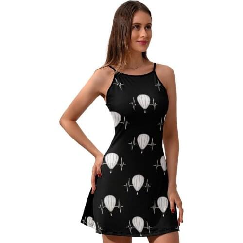 Balloon Dress Suspender Curvy Going Out Dresses Youth Pattern Polyester Stretch One-Piece Dress