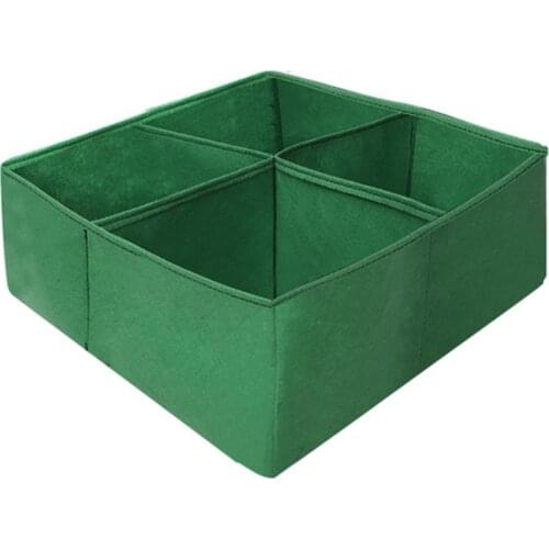 Raised Garden Planter Felt Fabric Bed 4 Divided Grids Durable Planting Grow Pot For Onion Flower Vegetable Plants