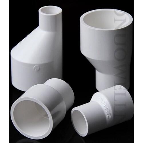 2pcs PVC Straight Eccentric Reducer Connectors PVC Pipe Connectors Aquarium Fish Tank Water Supply Tube Joint PVC Reducer Joint