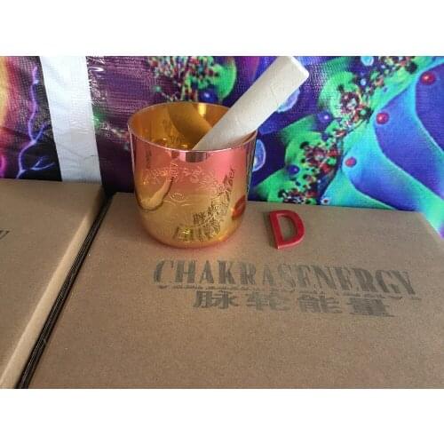 3th octave D note Sacral chakras crystal singing bowl with carved for religion temple buddha