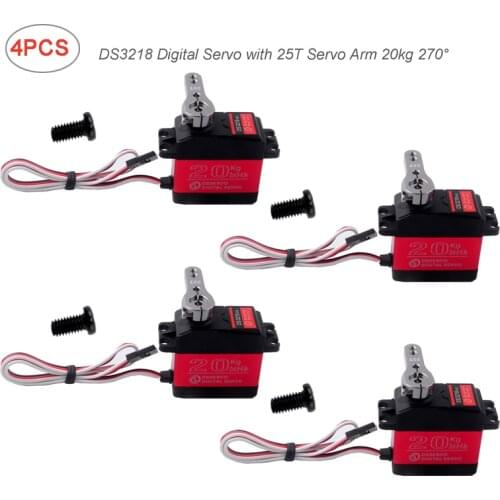 4pcs DS3218 270 Degree Digital RC Servo, 20KG Torque Waterproof Metal RC Servo Motor for RC Car Boat Robot RCmall FZ3136
