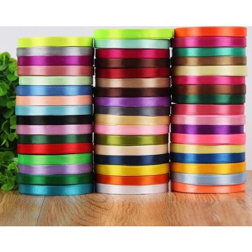3/8'' 10mm 25Yard Single Face Silk Satin Ribbon Cheap Decorative Gift Wrap Wedding Christmas Crafts White Pink Red Black Ribbons