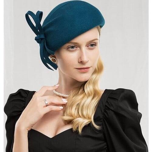 Wool Felt Hat Women Pillbox Hats Black Ladies Vintage Cocktail Fashion Wedding Derby Fedora