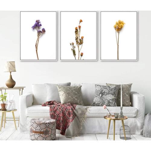 Nordic Style Flower Painting White Minimalism Canvas Painting Modern Wall Art Pictures Cuadros For Living Room Bedroom Decor