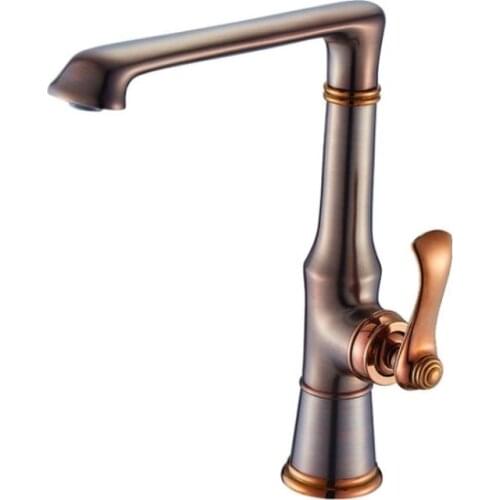 New High Basin Faucets Luxury Wash Mixer Taps Brass Hot And Cold Taps Rose Gold Plated Single Hole Tap