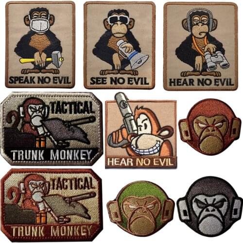 Tactical Monkey 3D Personality Embroidery Patches Badges Emblem Accessory Hook & Loop Tactical