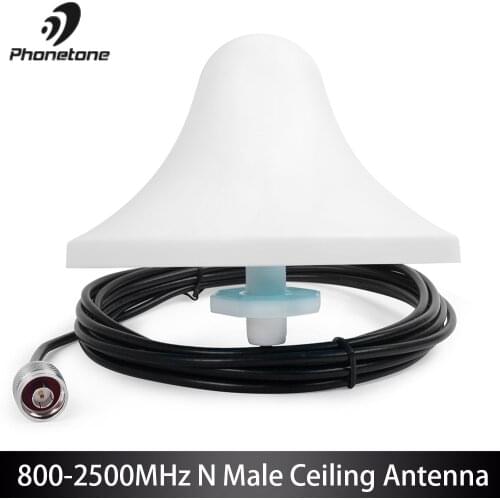 Indoor Ceiling Antenna 850~2500MHz 5dBi N Male Connector Omni-Directional Internal Antenna For Cellular Signal Booster+5m Cable