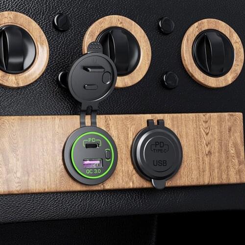 Quick Charger PD + Quick Charge 3.0 Dual USB Ports with Switch Socket Power Outlet Adapter Waterproof for iphone 12