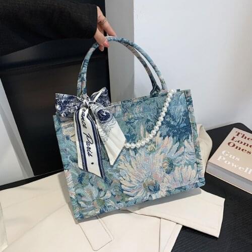 Flower Womens Bag 2021 Summer New Retro Handbag Fashion Large Capacity Shoulder Bag Designer Handbags High Quality