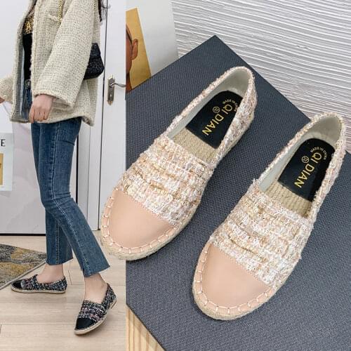2021 Famous Brand European Patchwork Espadrilles Shoes Woman Genuine Leather Creepers Flats Ladies Loafers White Leather Loafers