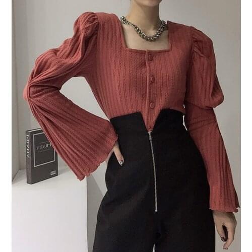 Sweater Woman Autumn Warm Winter Thick Knitted Korean Tops Jumpers Solid Pollover Loose Square Neck 2021 Cute Black Pink White