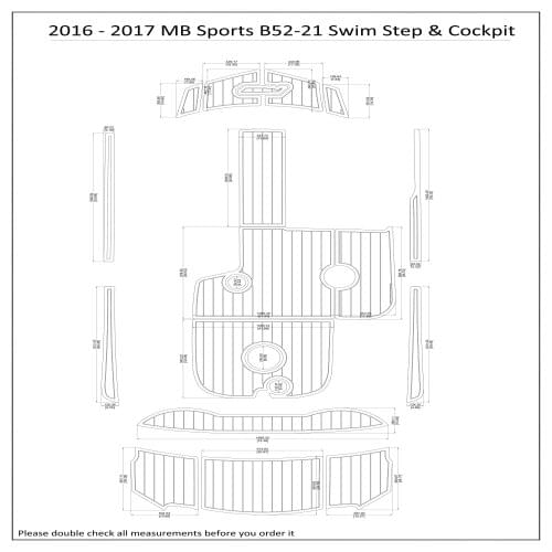 2016-2017 MB Sports B52 23 Swim Step & Cockpit Pad Boat EVA Teak Decking 1/4" 6mm