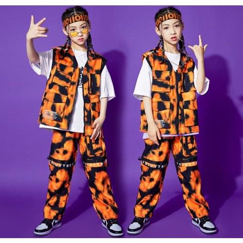 2021 Modern Dance Hip Hop Clothing For Girls Loose Vest Hiphop Pants Suit Jazz Performance Costumes Street Dance Outfits DQS7308