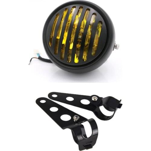 6 1/2" Finned Grill Headlight Side Mount Lamp Bracket For Harley Dyna Bobber Cafe Racer