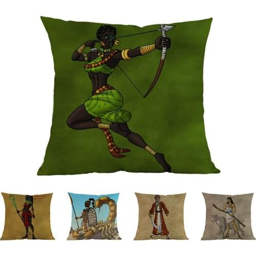 Africa cartoon character Africa primitive life war pillowcase cushion cover Linen cojines decorativos para sofa pillow cover