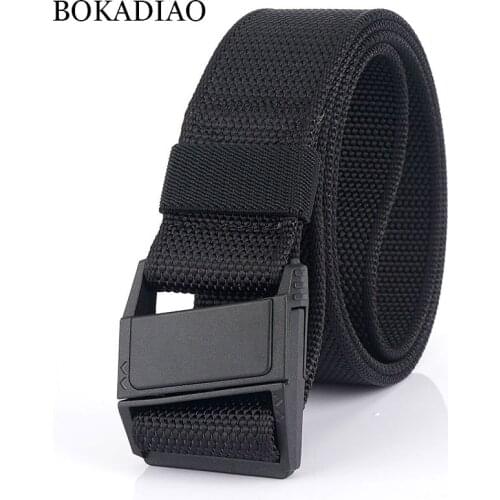 BOKADIAO Army Military Combat man Canvas Belt Magnetic buckle Tactical Belts for men Nylon Outdoor Training Waistband male strap