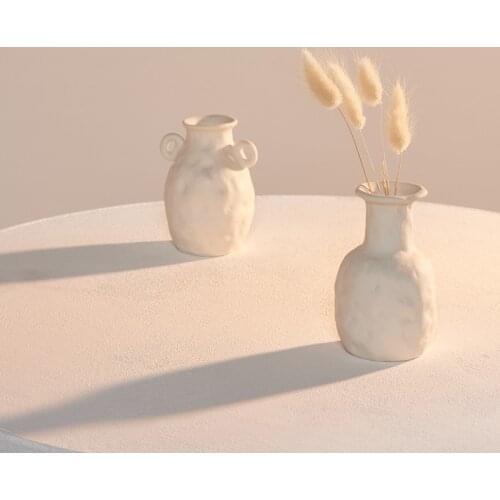 White Ceramic Vase Dried Flowers Small Fresh Living Room Flower Arrangement Starry Hydroponic Table Home Decoration Ornaments