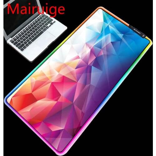 Mairuige large mouse pad RGB Colorful Geometric Art Pattern Custom LED Cool Marquee Backlit Table Mat Gaming Mouse Pad
