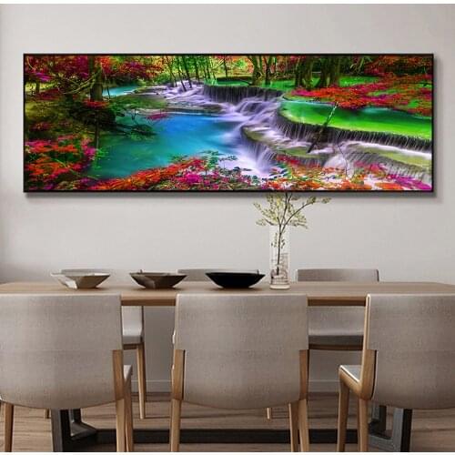 Large forest waterfalls landscape 5d diy Diamond Painting full square round drill 3d Diamond Embroidery mosaic diamond art N894