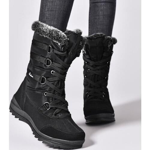 Winter Ankle Boots Women High Quality Warm Snow Boots Women Mid-Calf Comfortable Lace Up Ladies Platform Boots Chaussures Femme