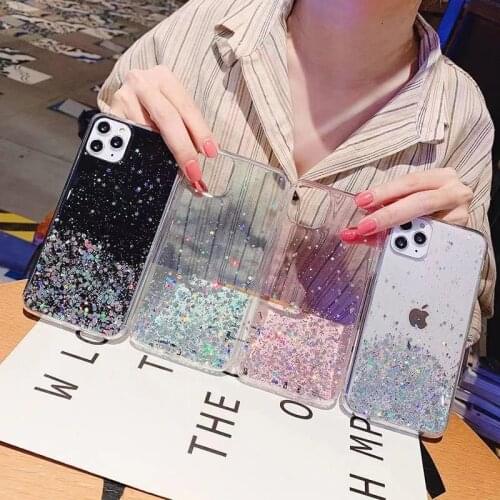 Sparkle Glitter Stars Sequins Phone Case For SANSUNG A71 A 51 41 31 21S 21 11 10 A70 50S 50 30S 20 10 01 Soft Clear Back Cover