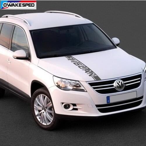 For Volkswagen TIGUAN Car Hood Bonnet Stripes Racing Sport Styling Sticker Auto Engine Cover Decor Vinyl Decals Accessories