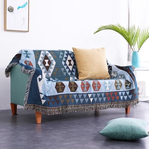 Ethnic style double-sided throw blanket for bed Abstract geometry Sofa towel homestay decoration Bedspread dust cover Picnic mat