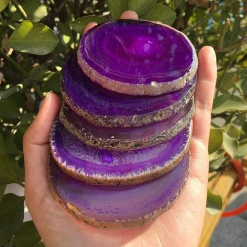 Purple crystal AGATE SLAB Geode Slice Crystal Mineral Coaster