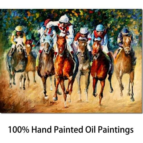 Landscape Painting for sale Colorful oil paintings Canvas horse race Modern Wall Art Home Decor High quality Handpainted