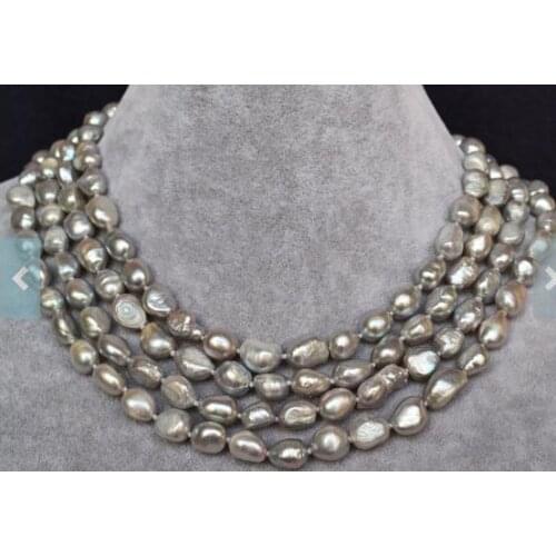 Classic Favorite Pearl Wedding Necklace Long 64 inches 10mm Baroque Genuine Freshwater Pearl Handmade Fine Jewelry Women Gift