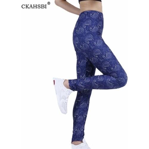 CKAHSBI High Waist Leggings Pants Women Gym Push Up Sport Fitness Navy Full Cashew New Workout Knitted Ankle-Length Hot Bottom